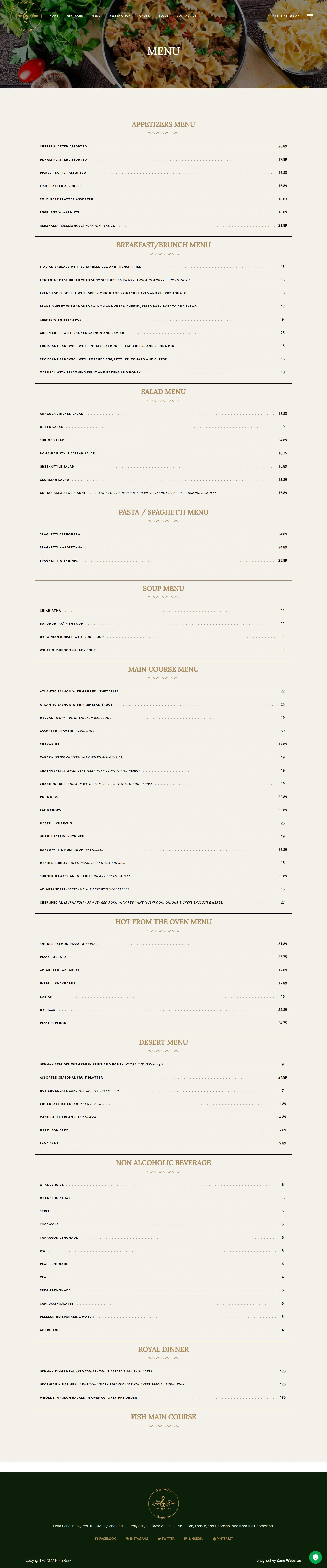 menu