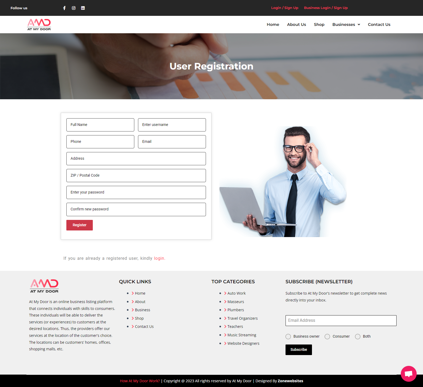 sign in page