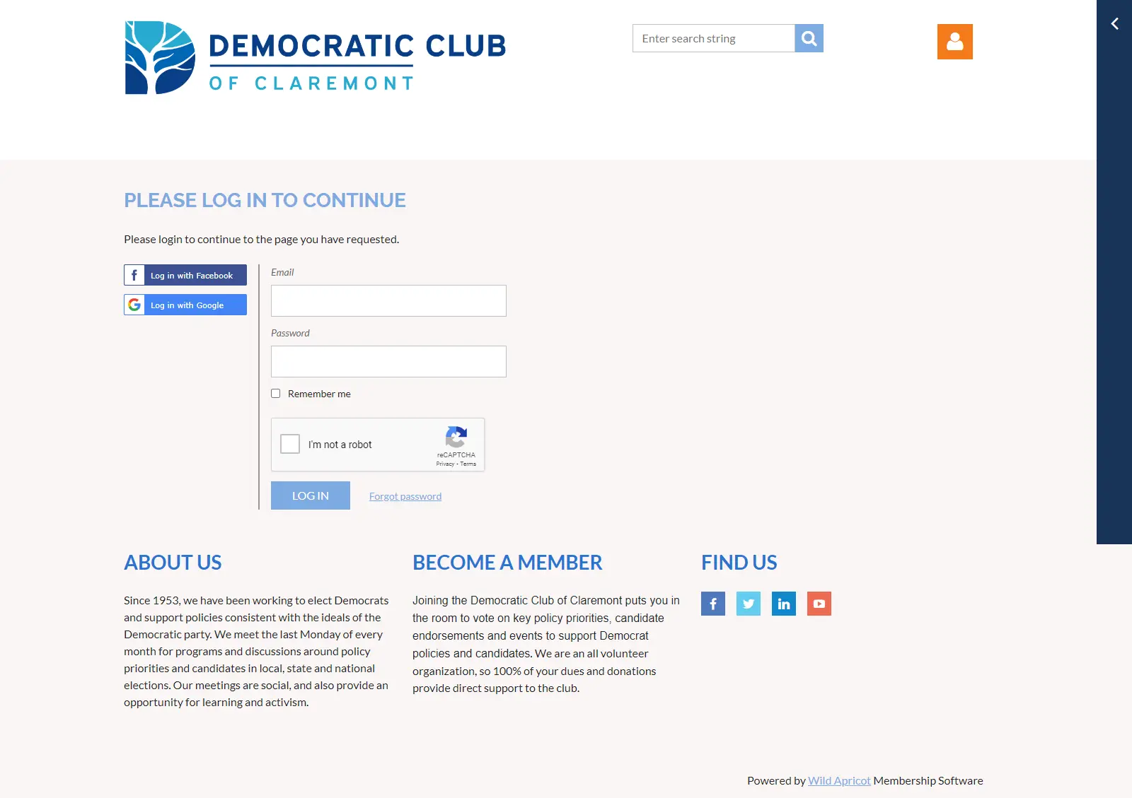 website login page