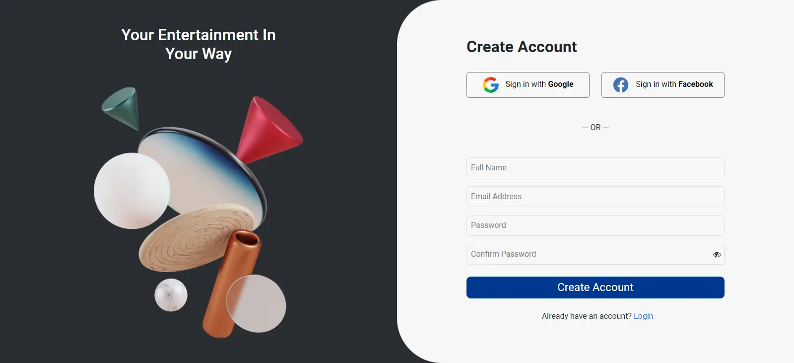 sign up page